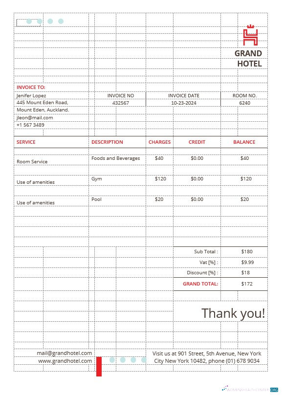 Download Grand Hotel Invoice Template Photoshop template